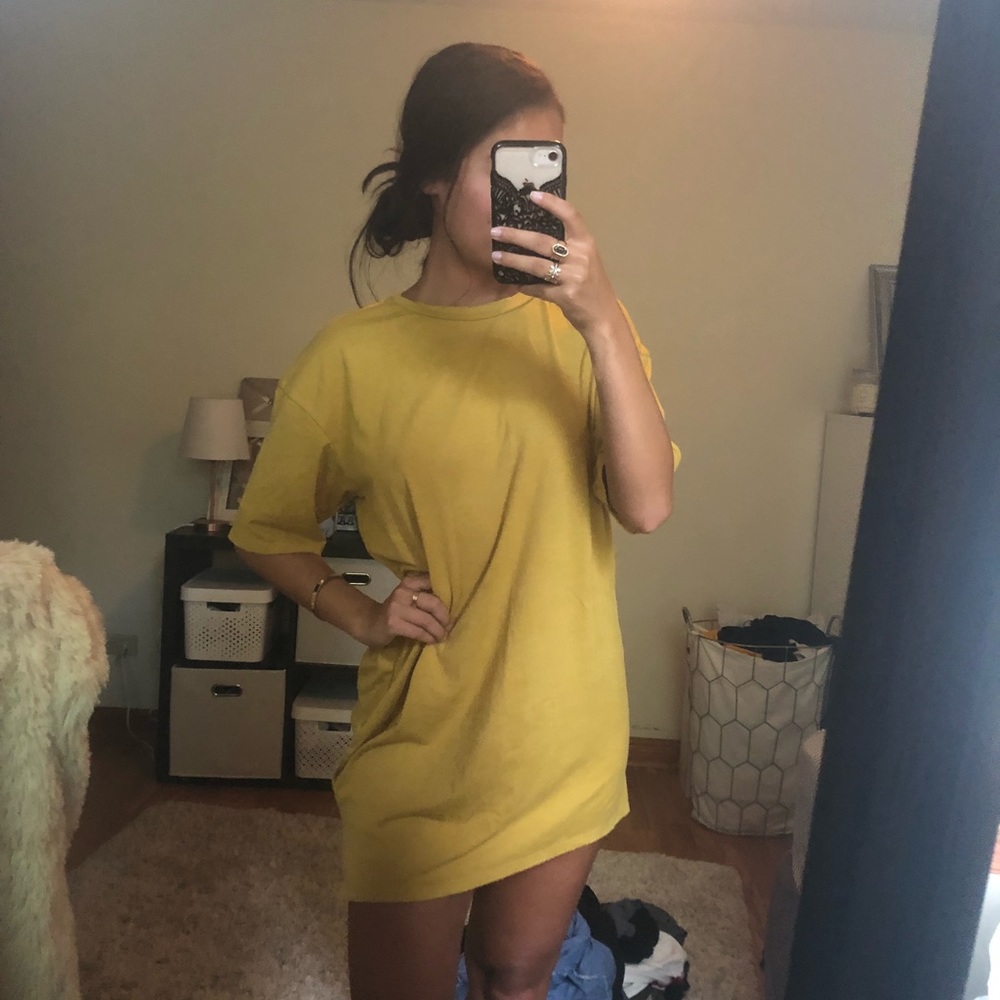 Zara mustard yellow t shirt dress